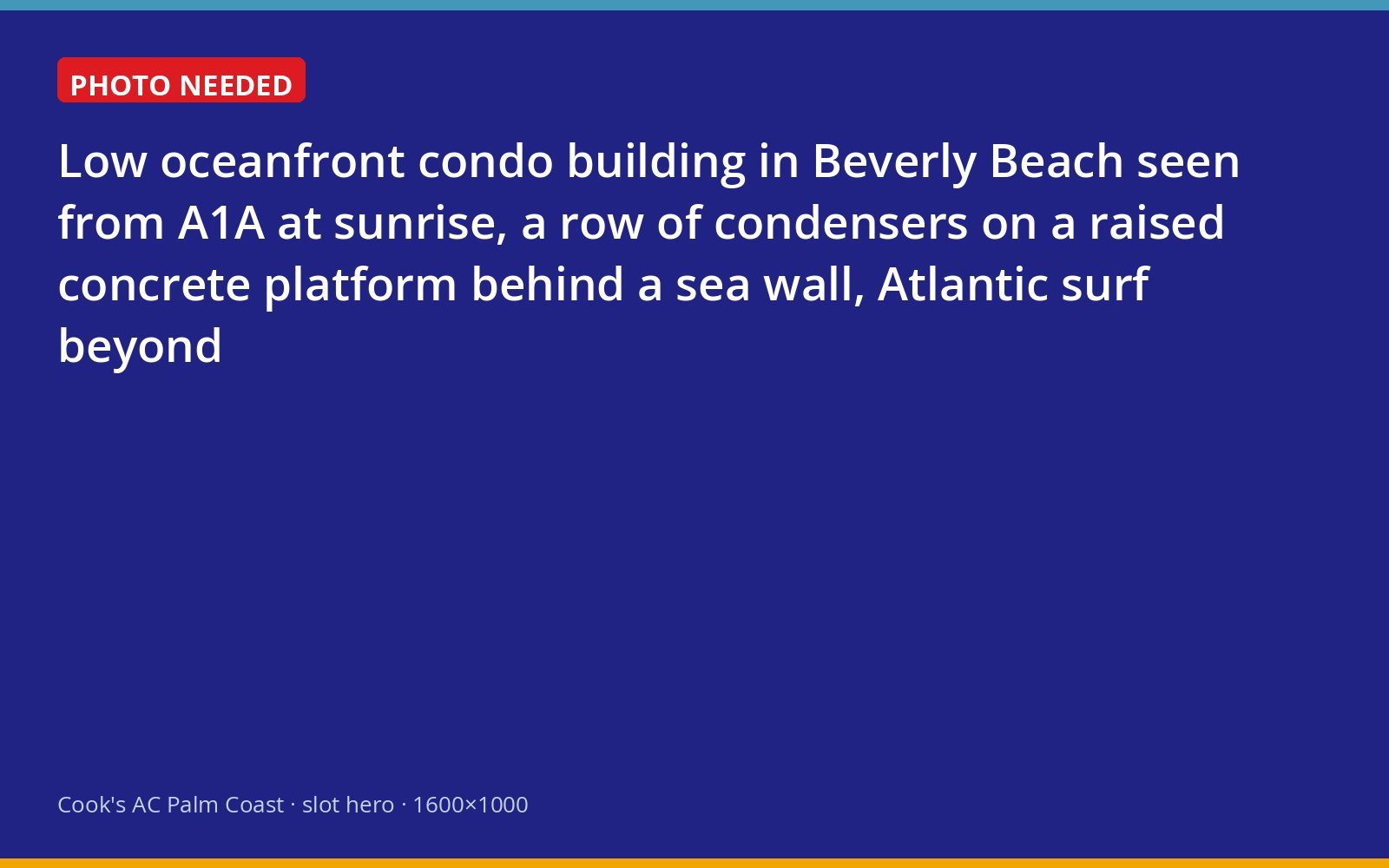 Row of outdoor AC units on a raised platform behind a Beverly Beach oceanfront condo