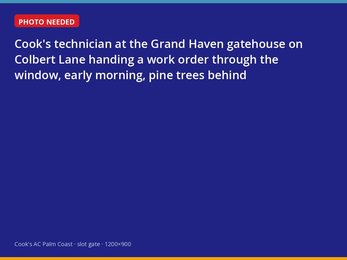 Cook's technician checking in at the Grand Haven gatehouse