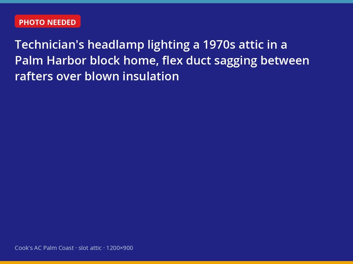 Sagging flexible ductwork in the attic of an older Palm Harbor home