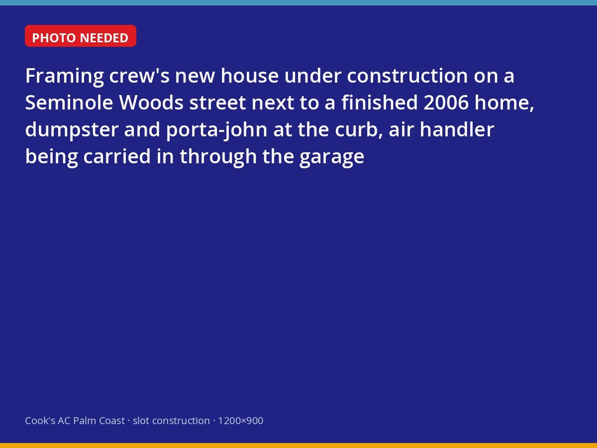 New construction beside an older home in Seminole Woods, Palm Coast