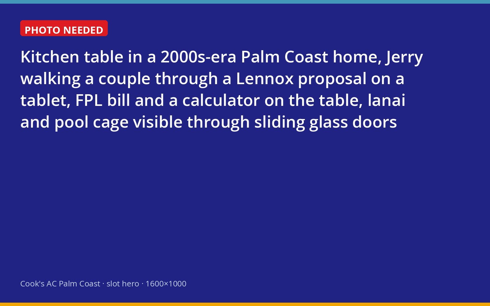 Cook's sales consultation at a Palm Coast kitchen table reviewing a new system proposal