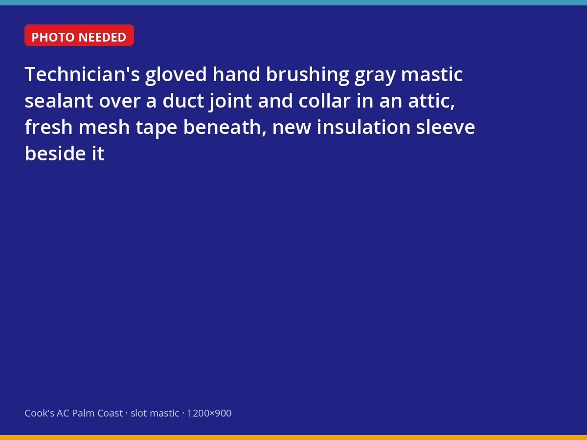 Sealing an attic duct joint with mastic during a duct repair