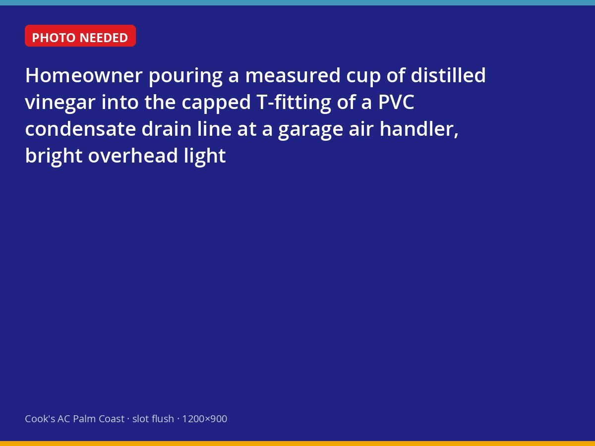 Pouring vinegar into the condensate drain access on an air handler