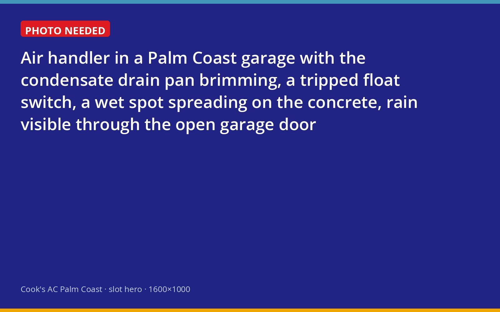 Full condensate drain pan and tripped float switch at an air handler during a rainy day
