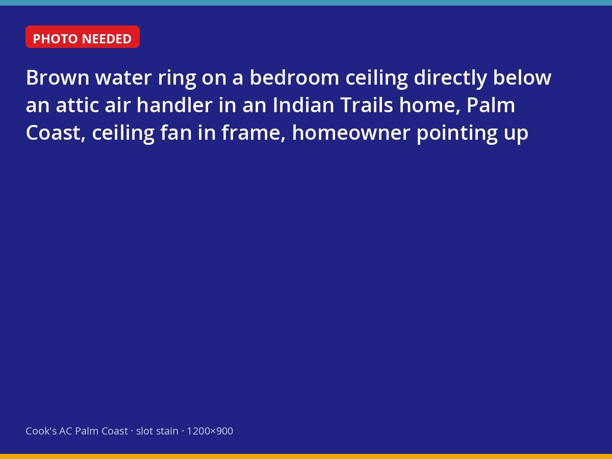 Water stain on a bedroom ceiling under the attic air conditioning unit in a Palm Coast home