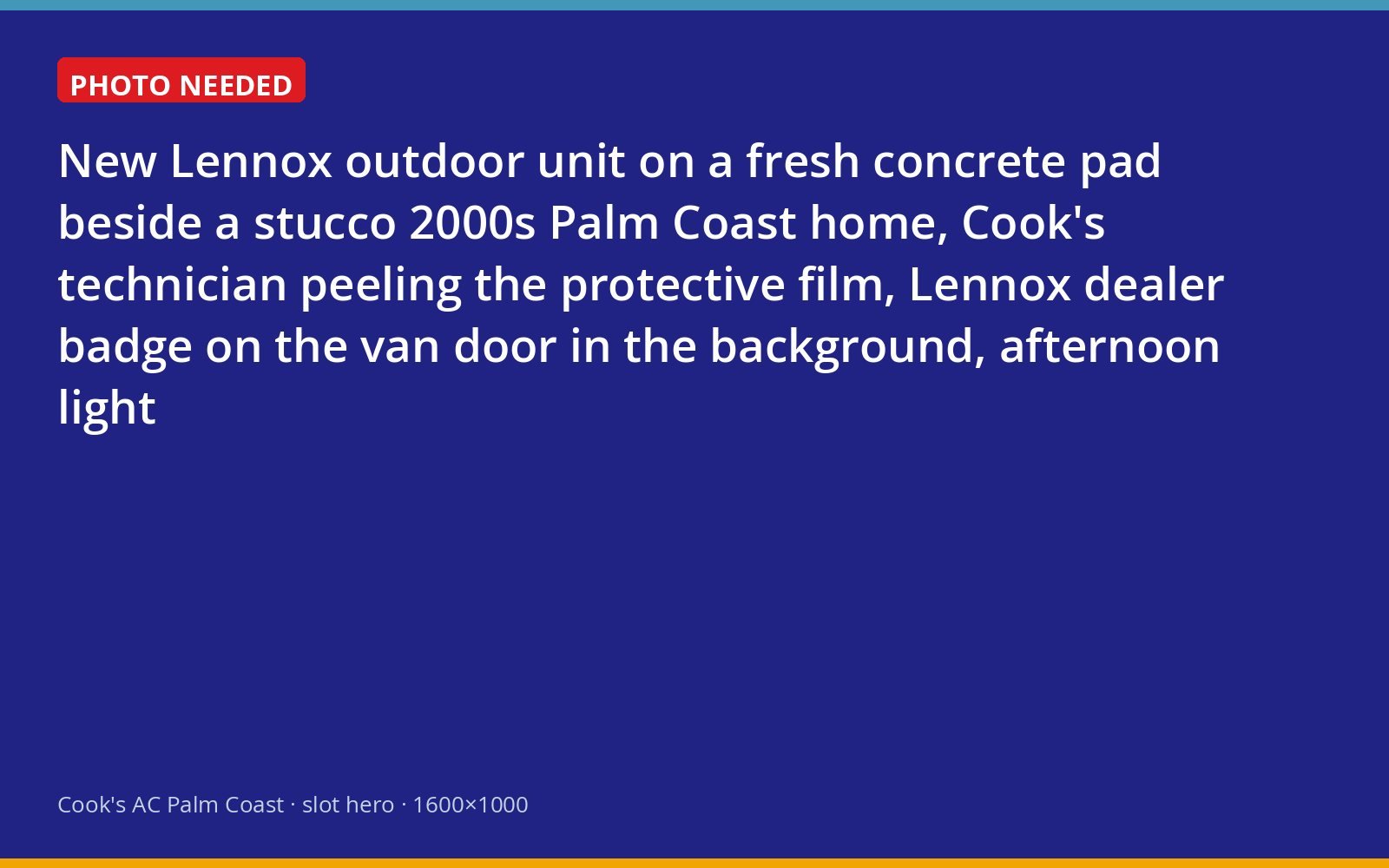 Newly installed Lennox outdoor unit at a Palm Coast home with a Cook's technician