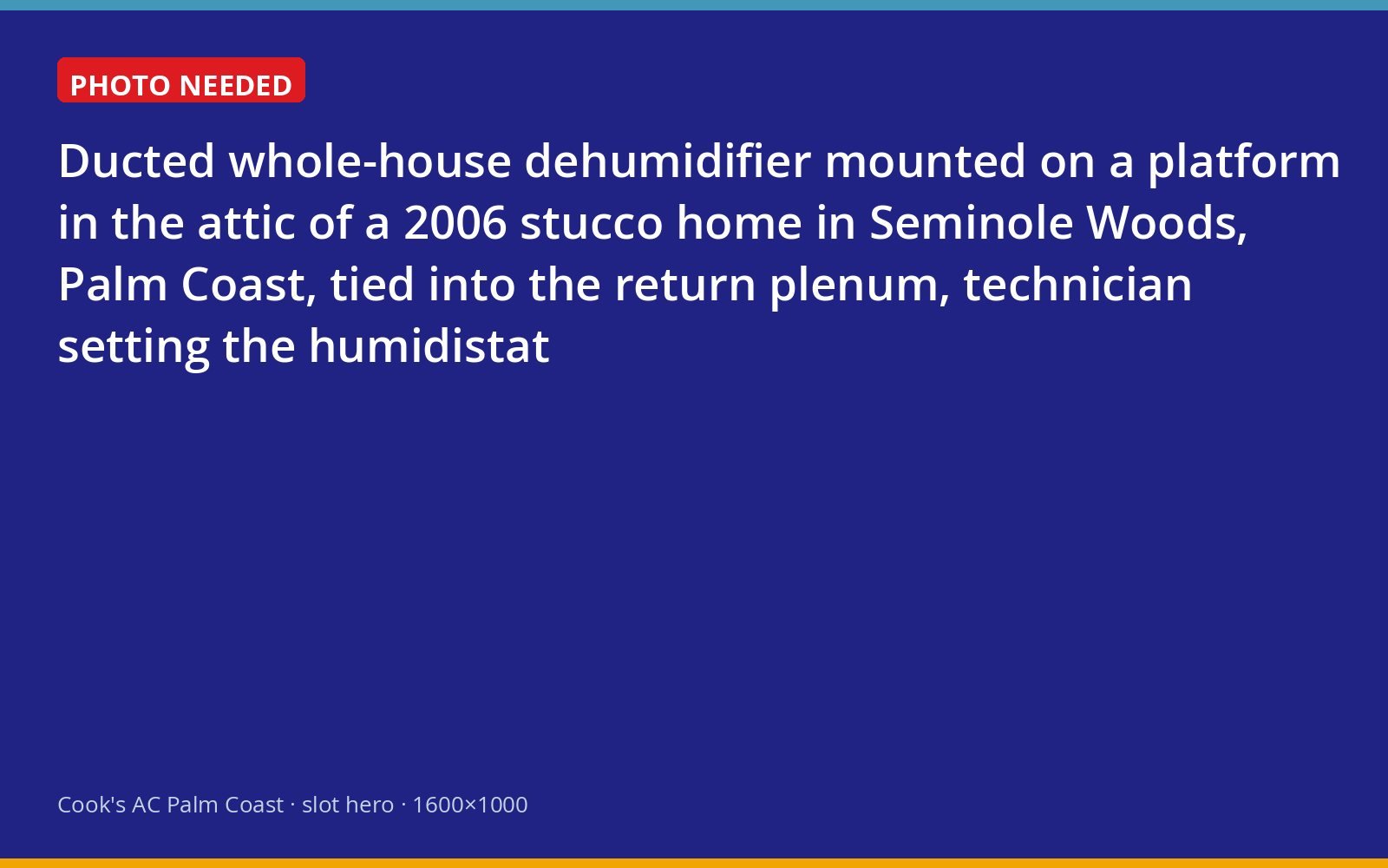 Whole-house dehumidifier installed in the attic of a Palm Coast home and connected to the return duct