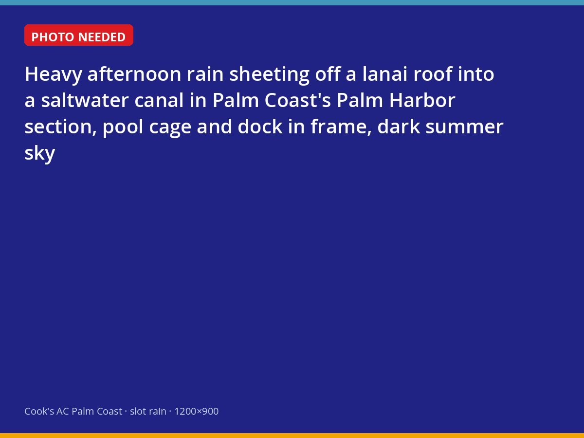 Summer downpour over a canal-front lanai in Palm Coast