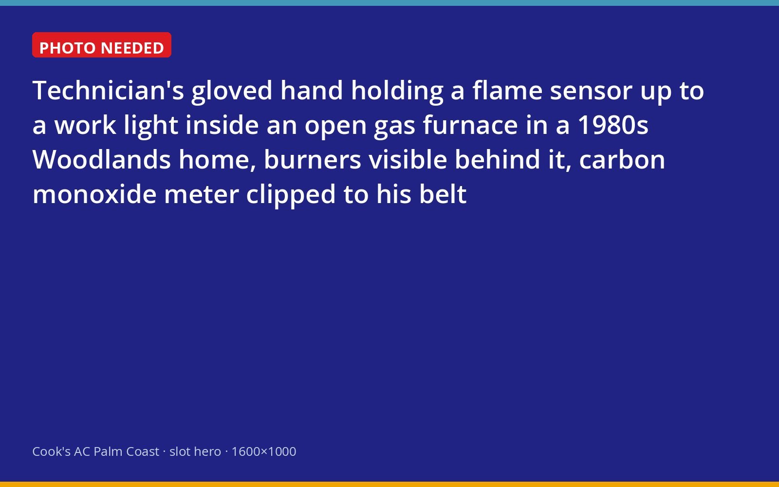 Cook's technician inspecting a flame sensor inside a gas furnace in a Palm Coast home