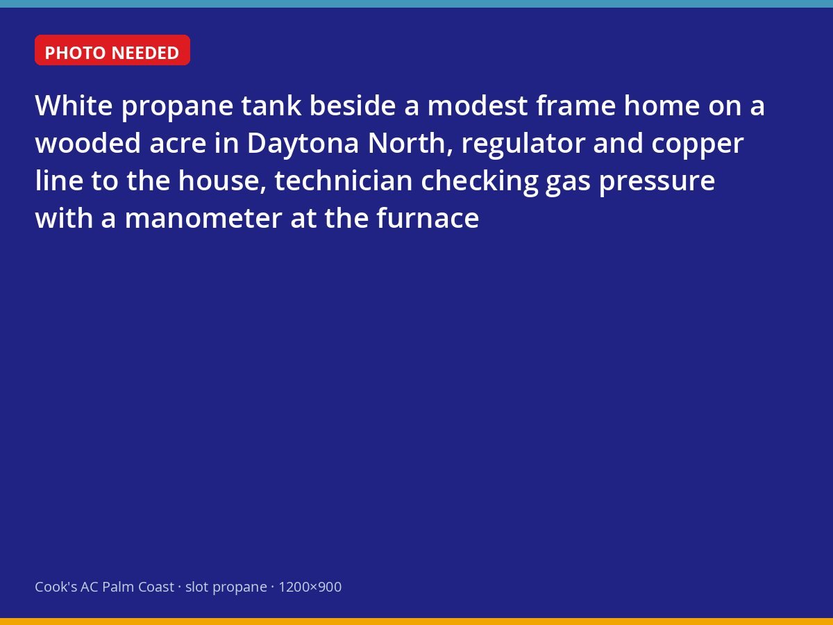 Propane tank and regulator at a Daytona North home during a furnace service visit