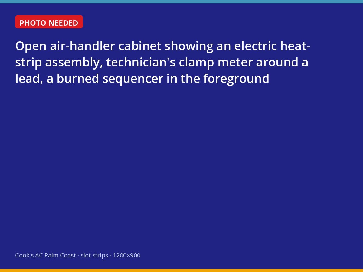 Technician testing electric heat strips inside an air handler in a Palm Coast home