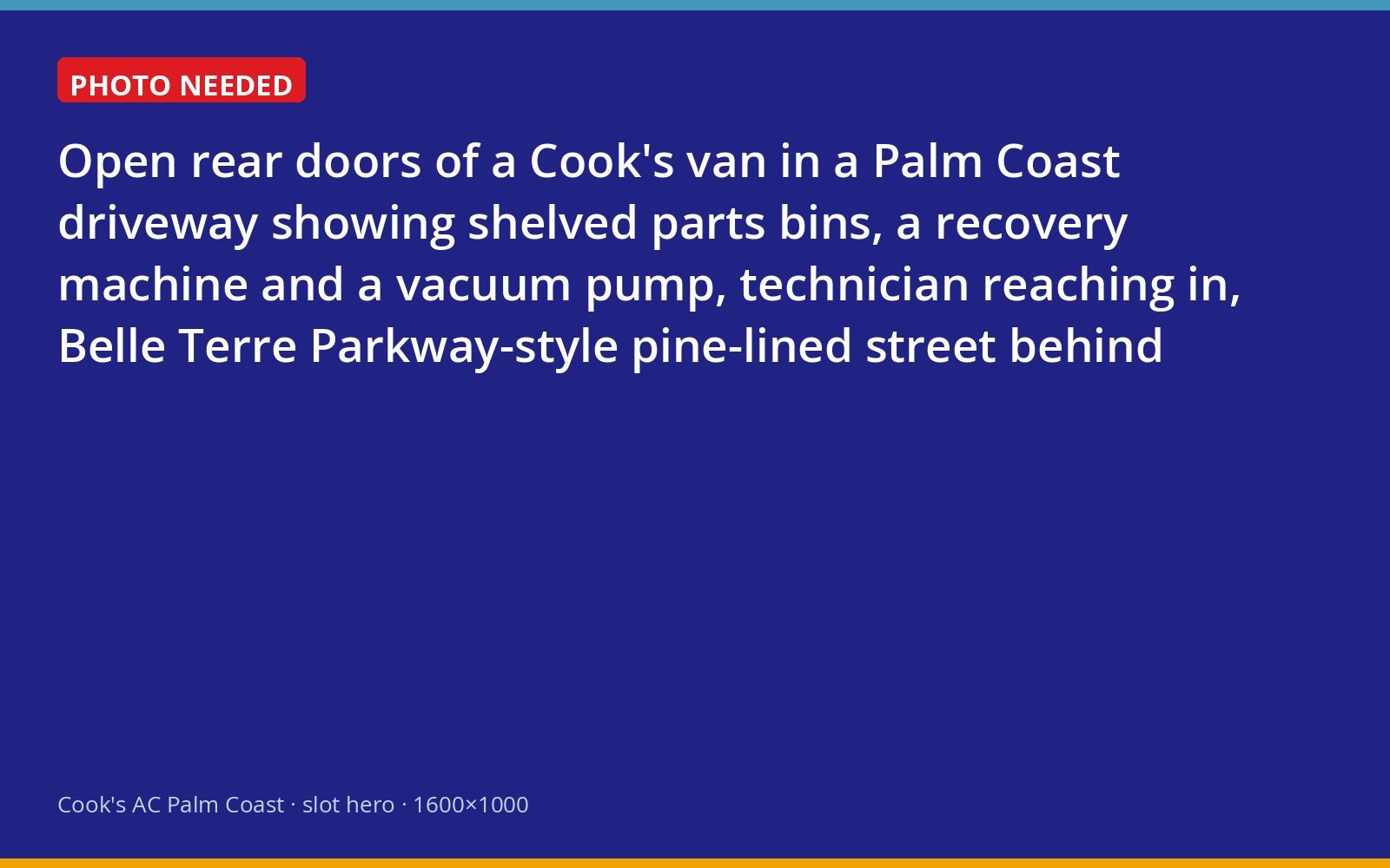 Stocked Cook's service van parked at a Palm Coast home